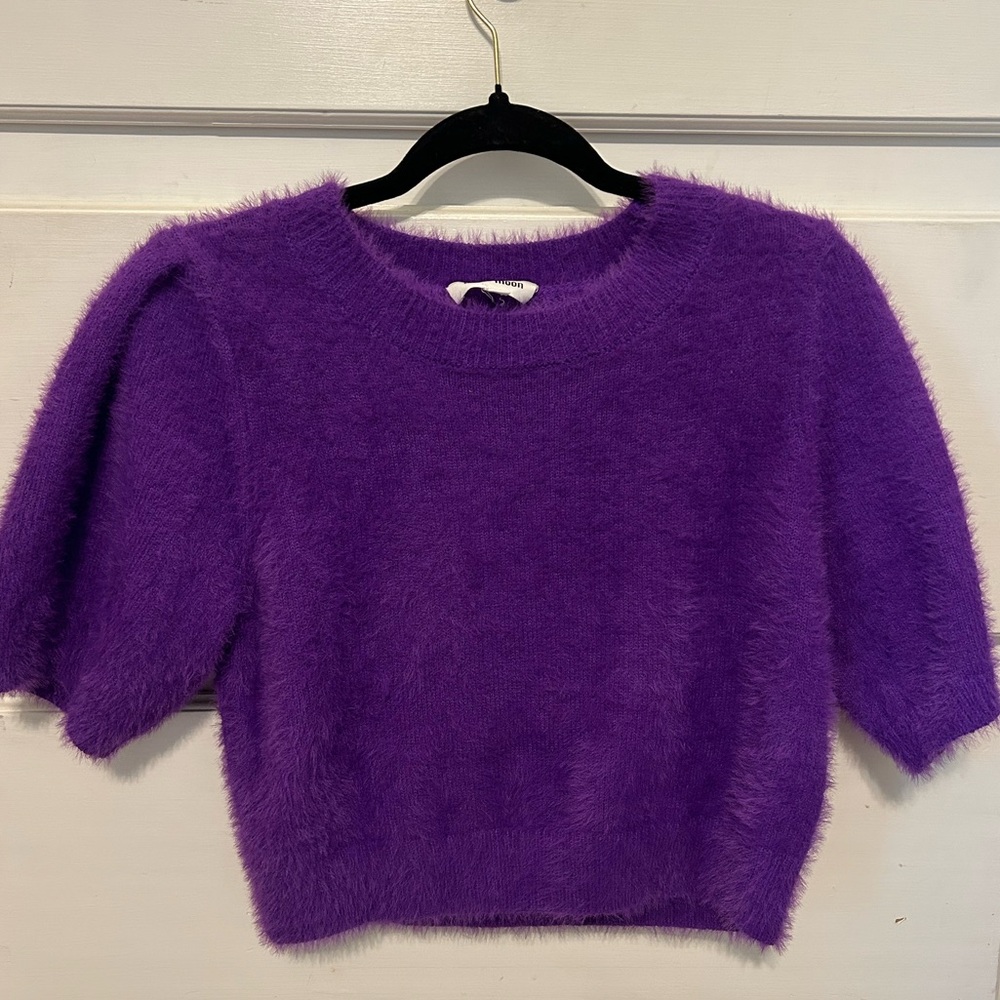 day + moon purple short sleeve sweater- size large